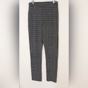 Long Tall Sally Elastic Waist Pull On Stretchy Pants black white Plaid Sz 14Tall